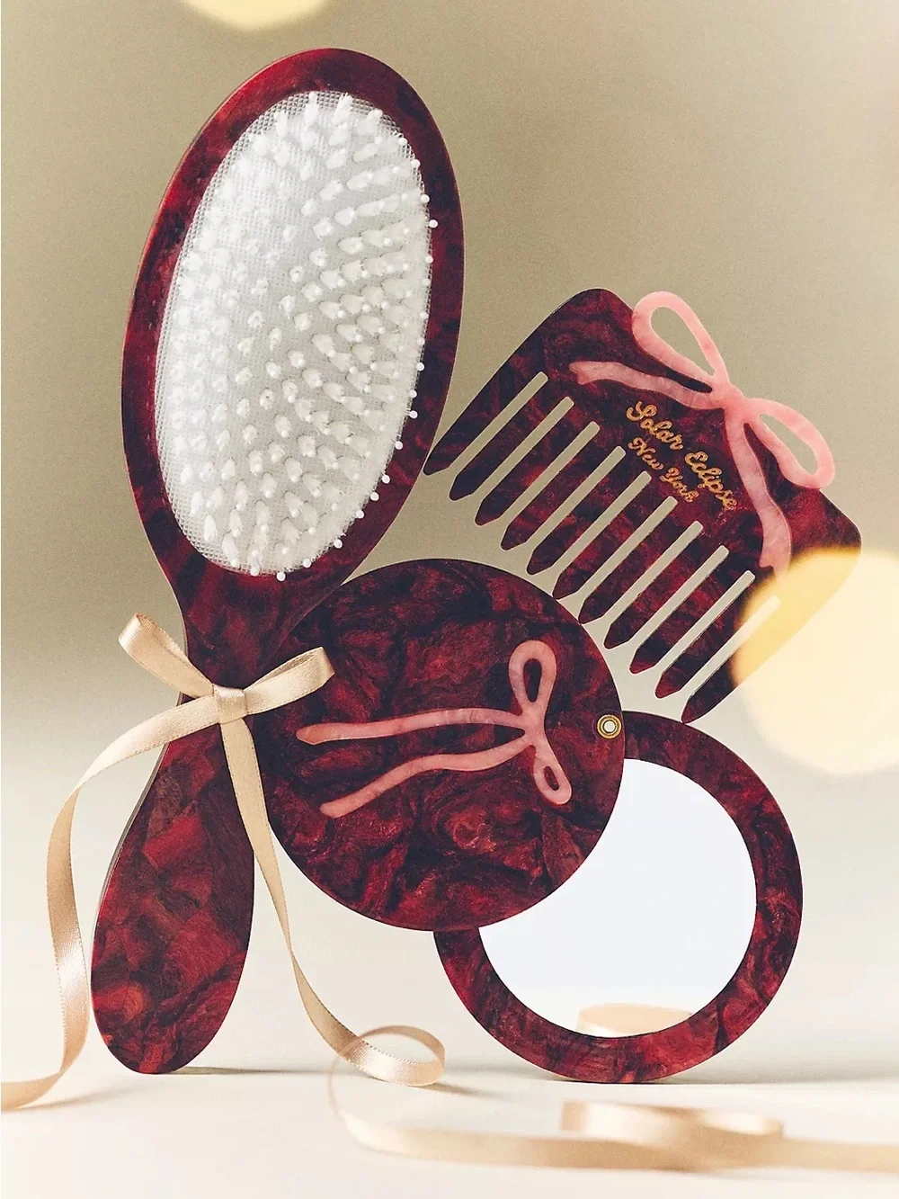 Solar Eclipse Handpainted Pocket Comb Vintage Bow New